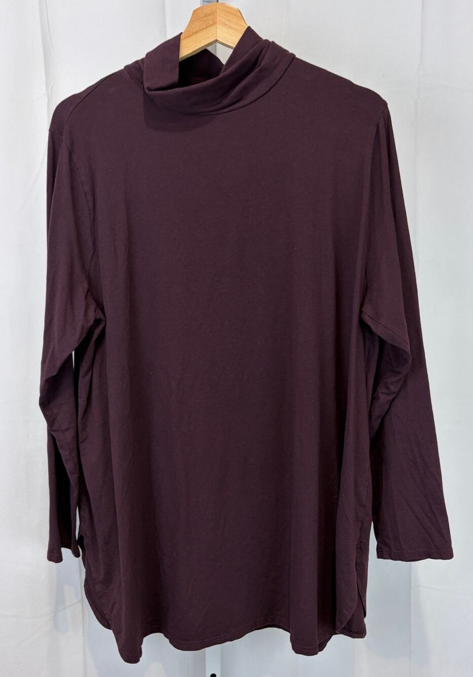 J. JILL Luxe Supima Shirttail Turtleneck Tunic Top Wine Purple Red 2X Plus